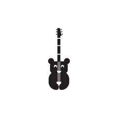 Wall Mural - panda logo music guitar illustration vector illustration design