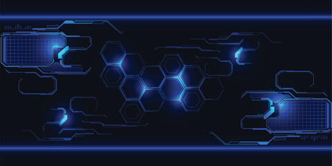 Wall Mural - Abstract futristic digital technology empty space and background with hexagonal hi tech network.Future digital innonvation and technolog concept.