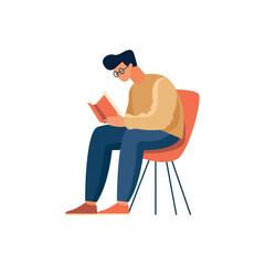 Poster - One person reading book sitting in chair