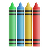 A 3D crayon illustration for art or creativity themes