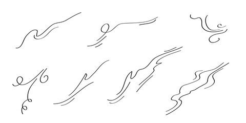Poster - Doodle wind blow, gust design isolated on white background. vector hand drawn illustration