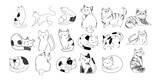 Fototapeta Fototapety na ścianę do pokoju dziecięcego - Set of cut cat character icon hand drawing vector illustration. Isolated on white background.