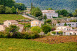 Viewed from a public road, a new residential neighborhood built on farm land outside of Vaison-la-Romaine in Provence, France.