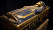 Egyptian pharaoh King coffin, engraved on wood, wooden statue 