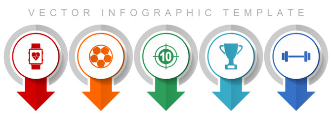 Aufkleber - Sport icon set, miscellaneous pointer icons such as smartwatch, football, darts, cup and fitness for webdesign and mobile applications, modern design infographic vector template