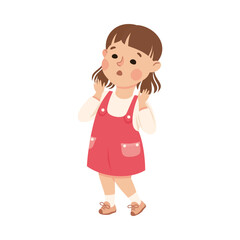 Sticker - Upset frightened girl. Stressed schoolkid. Conflict at school, bullying, intimidation of weak cartoon vector illustration