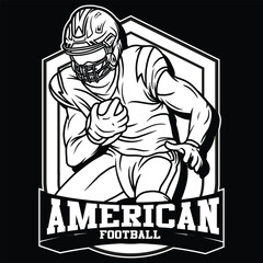 Wall Mural - American Football Logo Mascot Black and White 04