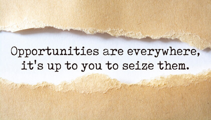 Wall Mural - Inspirational motivational quote. Opportunities are everywhere, it's up to you to seize them.