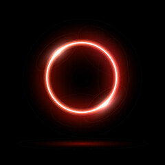 Poster - glowing neon red circle isolated on black background. round electric light frame. geometric fashion 