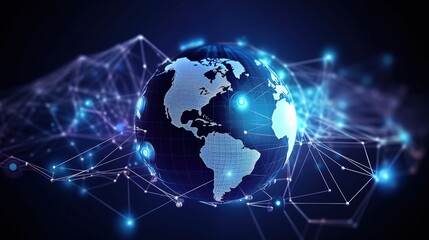 Fototapete - concept of global networking and connections, illustration banner, copy space