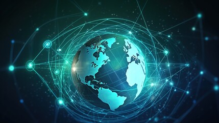 Fototapete - concept of global networking and connections, illustration banner, copy space