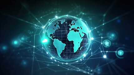 Fototapete - concept of global networking and connections, illustration banner, copy space