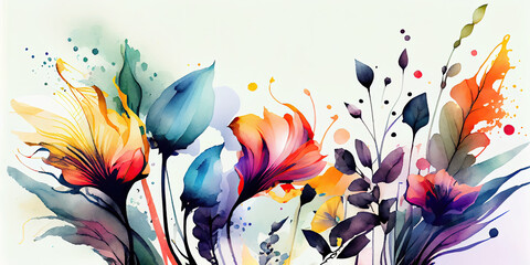 Wall Mural - Abstract colorful summer flower background wallpaper design (Generative AI)