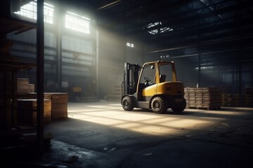 Wall Mural - forklift warehouse box delivery logistic transportation storage distribution cargo vehicle. Generative AI.