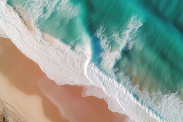 Wall Mural - a bird's-eye view of a coastline and the ocean Generative AI