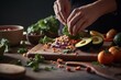 Lifestyle photograph featuring healthy eating habits such as cooking with fresh ingredients. Generative ai.