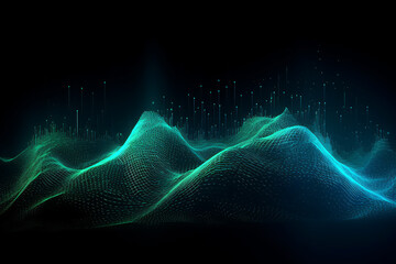 Wall Mural - visualization of wave particle, dot line background, generative ai, digital illustration.