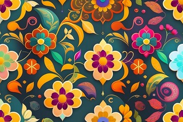 Seamless pattern with flowers. Colorful arabic seamless pattern with flowers background. Abstract ornament mosaic, texture and ceramic tiles in turkish style islamic traditional background