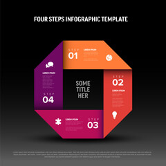 Aufkleber - simple dark infographic cycle with four red steps