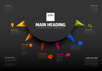 Poster - Vector dark multipurpose Infographic template with big circle