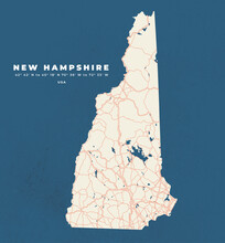 New Hampshire Map Vector Poster Flyer