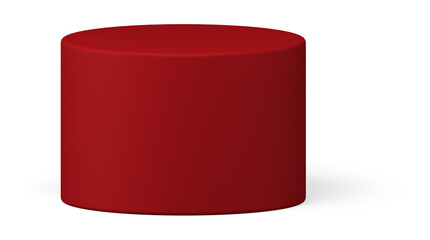 Poster - 3d red cylinder podium round geometric form stand for interior decor