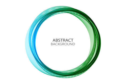 Green blue circular wave on white background, design element