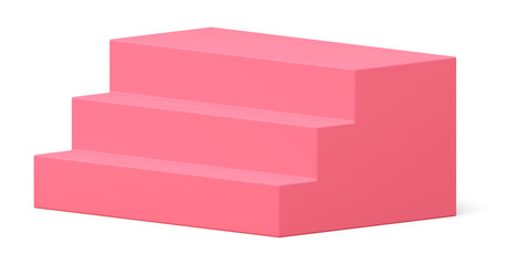 3d stairway level steps construction pink pedestal basic foundation realistic illustration