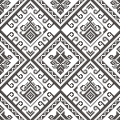 Wall Mural - Filipino traditional Yakan weaving inspired vector seamless pattern - black and white geometric ornament perfect for textile or fabric print design
