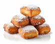Stack of Beignets AI generated close up. on white background isolated
