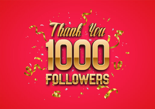 1000 followers. Poster for social network and followers. Vector template for your design.