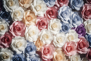  Colorful Paper Roses as a Vibrant Backdrop for your Next Event. created with Generative AI