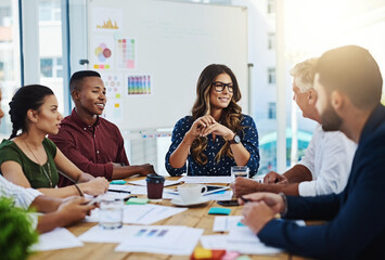 Aufkleber - Get a great team, create together before its too late. a group of creative employees working in a modern office.