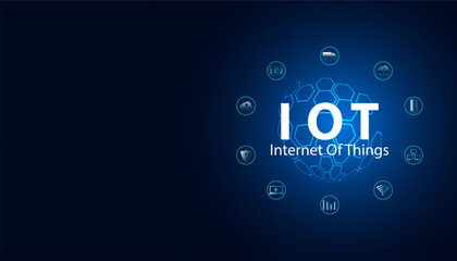 Fototapete - Abstract technology futuristic concept internet of things digital circle iot icon infographic on modern blue background