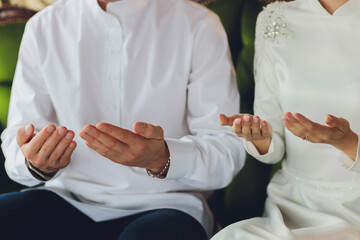 National wedding. Bride and groom. Wedding muslim couple during the marriage ceremony. Muslim marriage.