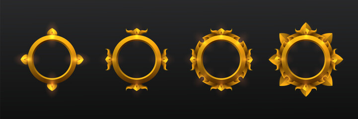 Wall Mural - Fantasy golden circular avatar frames for game ui design 