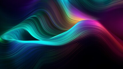 Wall Mural - Abstract fluid holographic neon curved wave in motion, Colorful background, 3D render, Generative AI