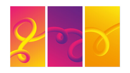 Poster - 3 Gradient Blend Posters. Abstract gradient blend posters. Vector graphics templates.