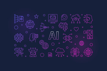 Poster - ai modern vector banner. artificial intelligence concept horizontal illustration