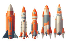 Ui Set Vector Illustration Of Rocket Starting Fly Isolated On White Background