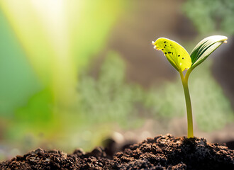 Wall Mural - Photo close up of soybean plant in cultivated agricultural field, Agro.