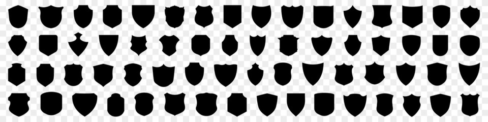Poster - Black shields security logo. Set of black shields icon. Protection shield icons collection