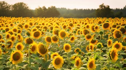 Wall Mural - sunflower field created with Generative AI technology