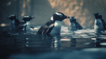 A Group Of Playful Penguins Frolicking Generative AI 
