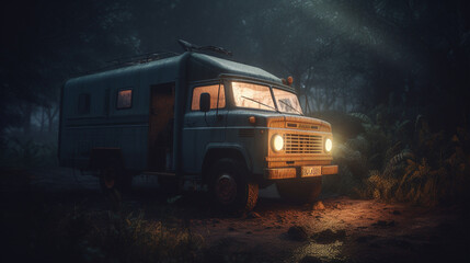 Poster - Background camping truck Generative AI 