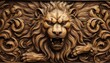 Wood carving art,  lion, forest wood carving patterns.