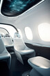 © ADDICTIVE STOCK - Generative AI illustration of luxury futuristic interior design of empty comfortable business class passenger seats in modern private jet airplane