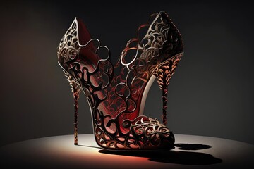prototype of 3d printing high heels for futuristic fashion. superlative generative AI image.