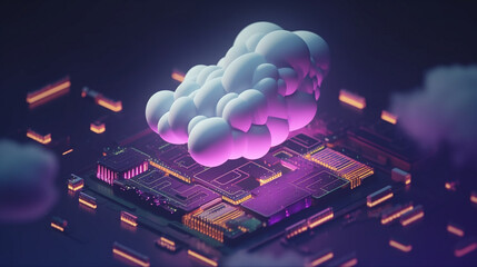 Poster - Cloud computing technology concept wallpaper background Generative AI 