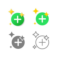 Poster - plus in the circle, add new item button icon set in different style design 3d gradient, flat, glyph, and out line. editable vector eps10